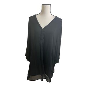 Donna Karan womens Vneck henley modal cotton sleepwear top size 3X plus black